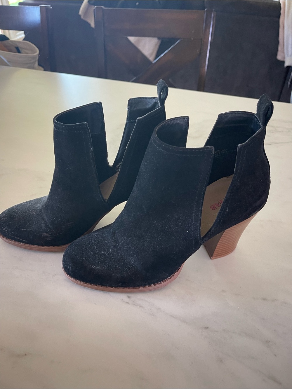 Black Suede Cutout Ankle Booties